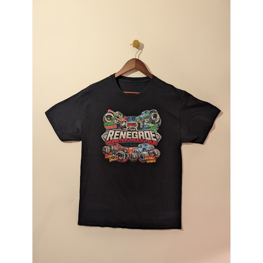 Renegade Monster Truck Tour T-Shirt Mens Medium Black Excellent Graphic Tee